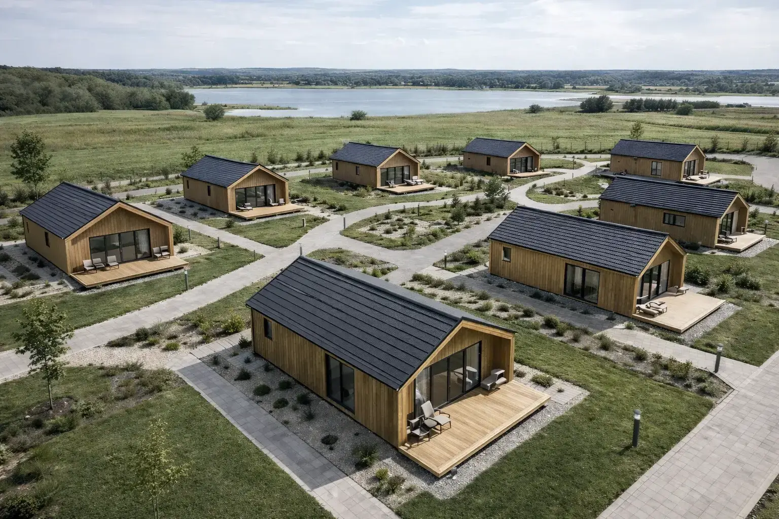 Modulaire huis met sadeldak voor recreatie