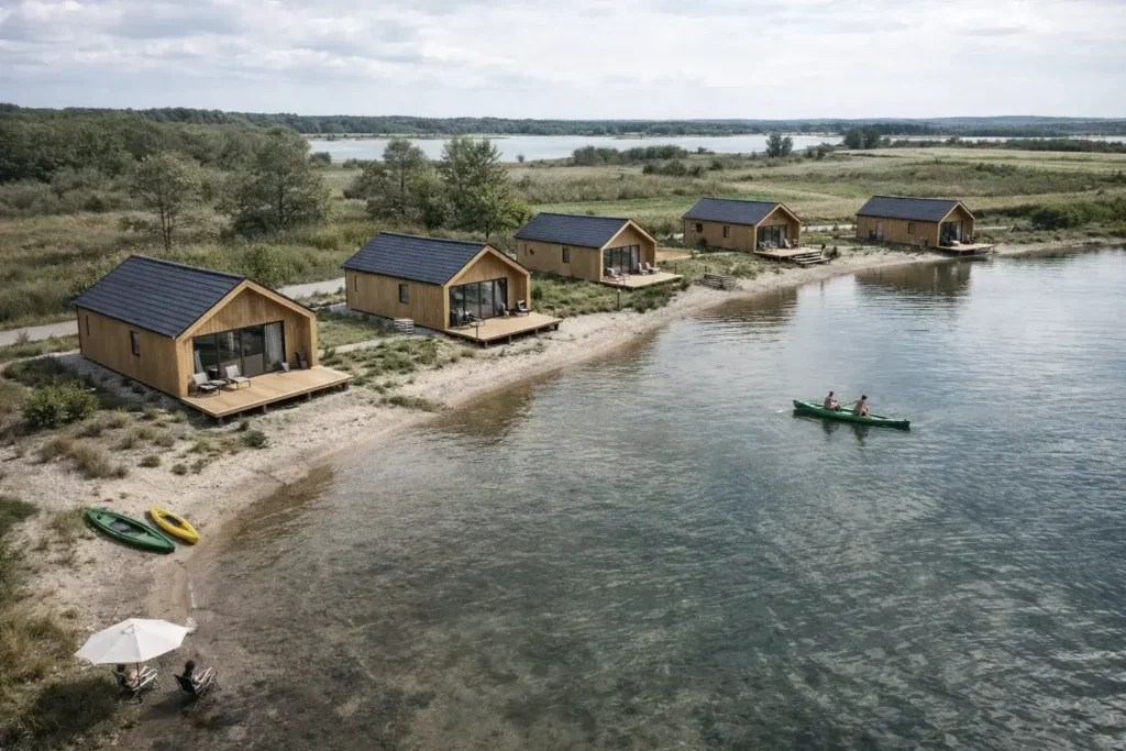 Modulaire huis met sadeldak voor recreatie