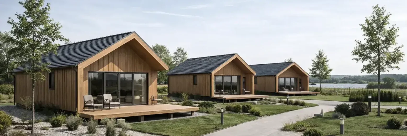 Modulaire huis met sadeldak voor recreatie